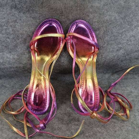 Isabel Marant Shoes Womens 41 Sandals Aliza Ombre Leather Metallic Ankle Wrap - Picture 7 of 16